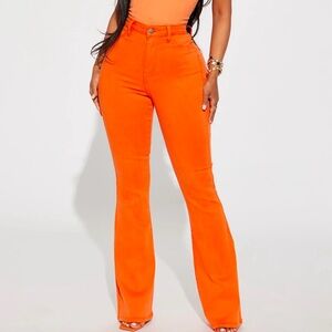 Vibrant Orange Flare Pants